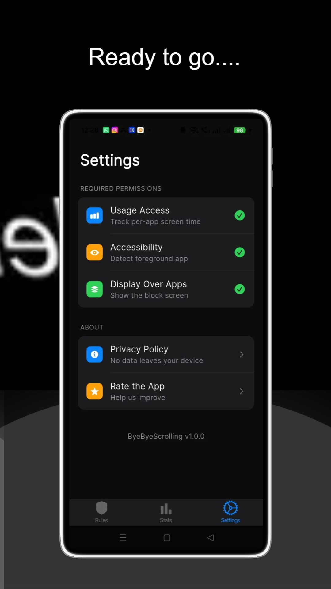 Settings and required permissions